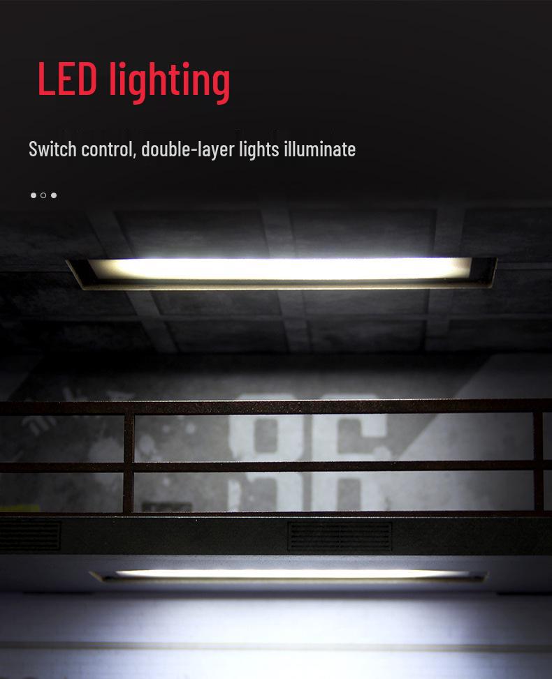 1:Деревянная модель гаража масштаба 32 с подсветкой и акриловым пылезащитным чехлом