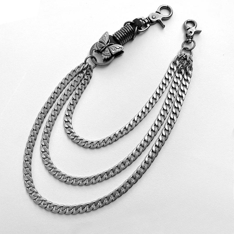 Ретро многослойная хип-хоп поясная цепочка с бабочками - Унисекс модный аксессуар для брюк