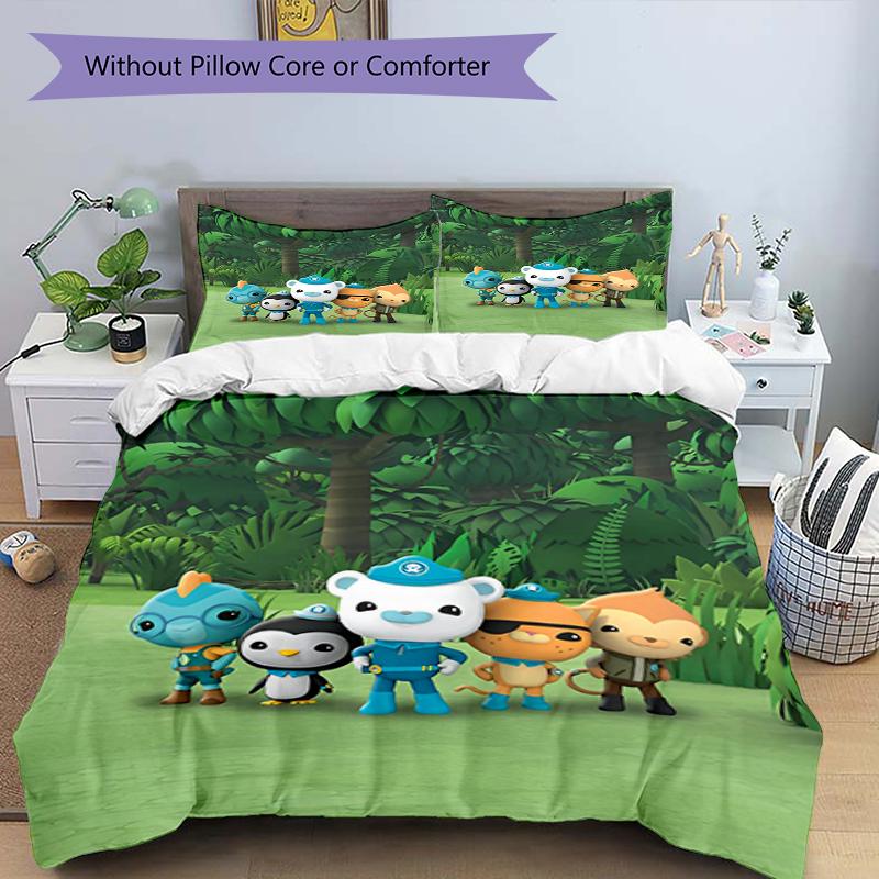 3pcs Octonauts Bedding Set Duvet Cover Closure Includes 1 Duvet Cover & 2 Pillowcases, Soft and Comfortable for All Seasons.