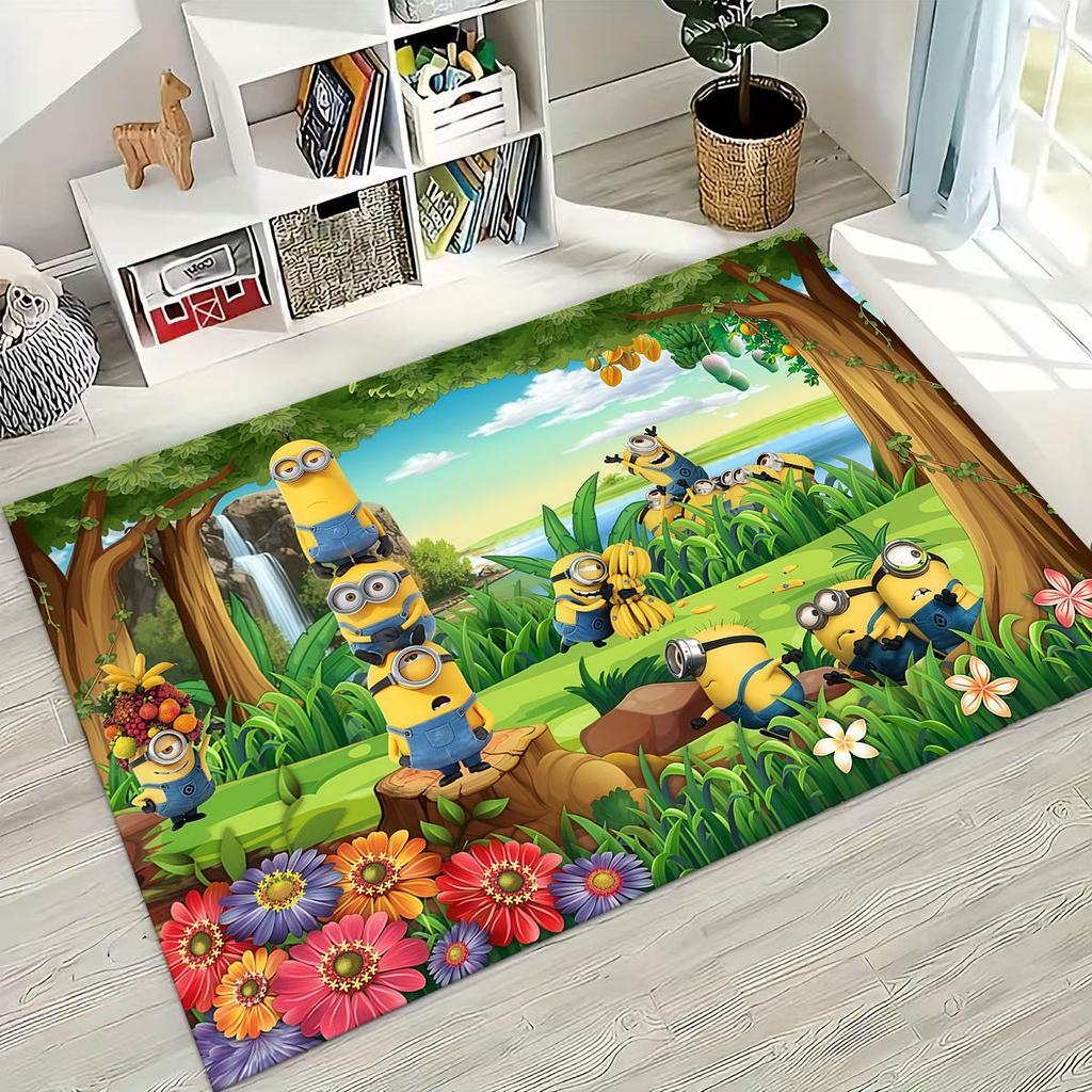 3D Cartoon Minions Despicable Me Rug for Bedroom Living Room Sofa Home Doormat Decor, Large Kids PLAY Non-slip Floor Mat Gift