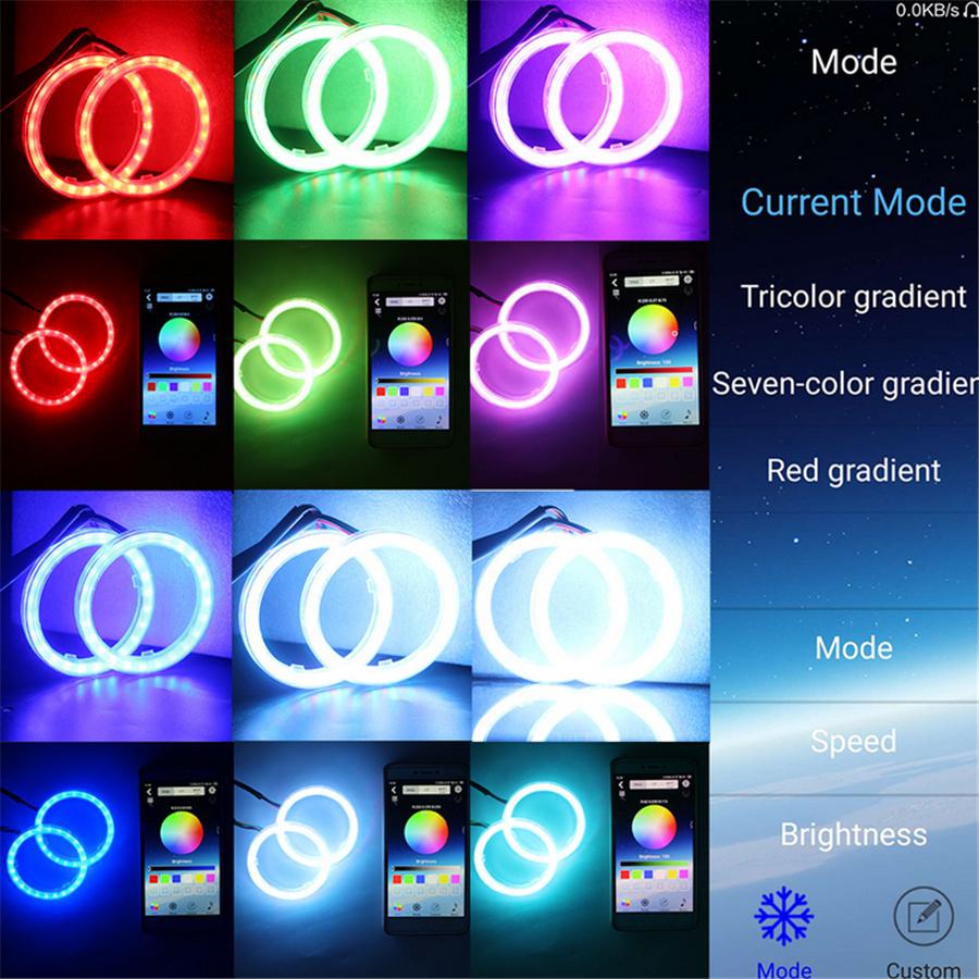 2PCS LED Angel Eyes Cotton Lights RGB APP Bluetooth Halo Rings For Car Scooter M
