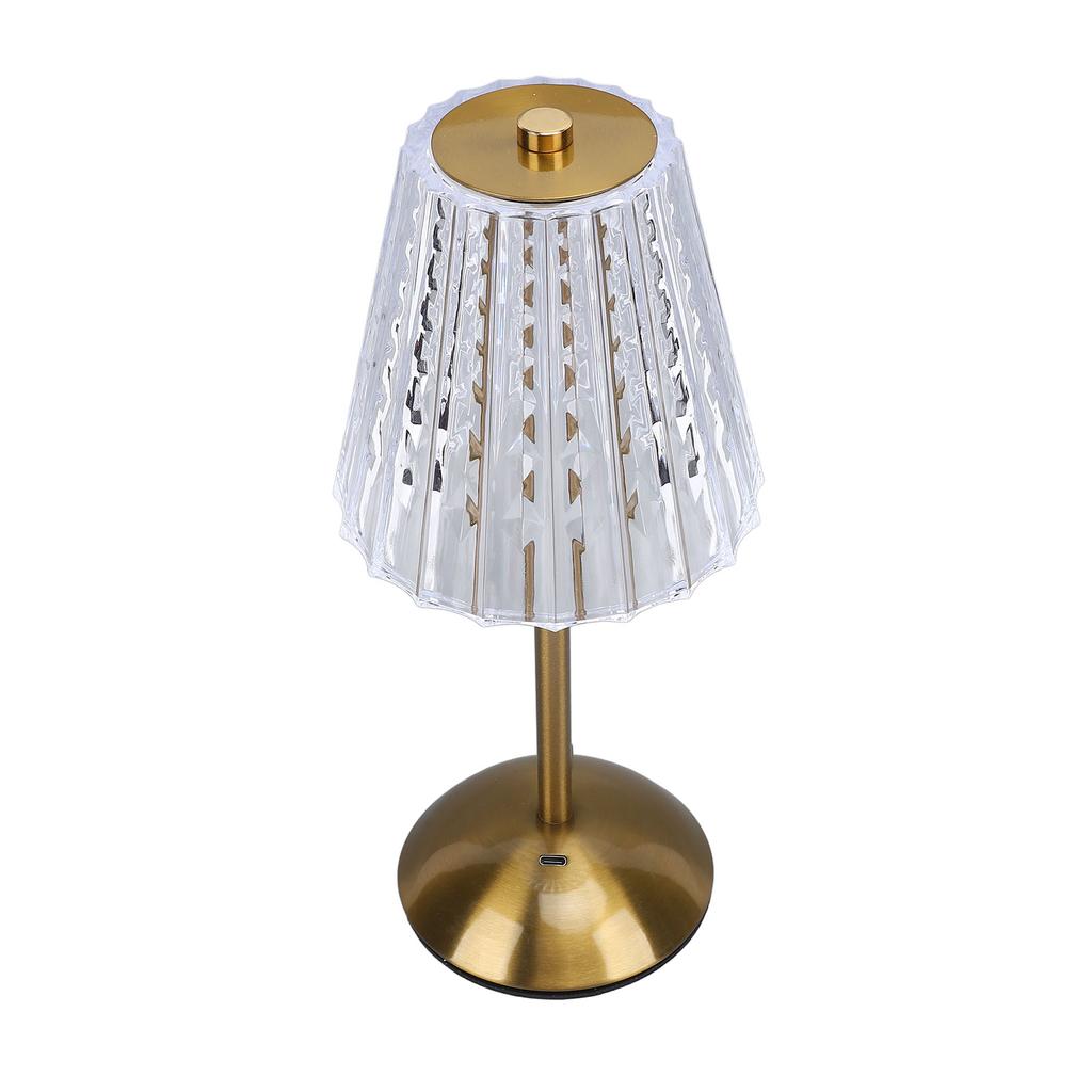 LED Cordless Crystal Table Lamp Stepless Dimmable 3 Color Temperature Touch Control USB Rechargeable