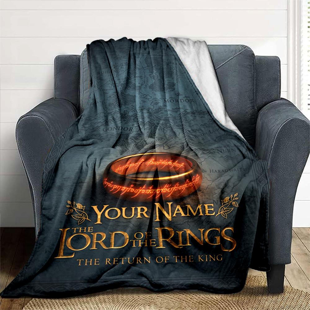 Lord Rings Customize Your Name Blanket Cozy Personalized Blanket Ultra-Soft Versatile for Office Sofa Bed Livingroom Four Seasons Multipurpose