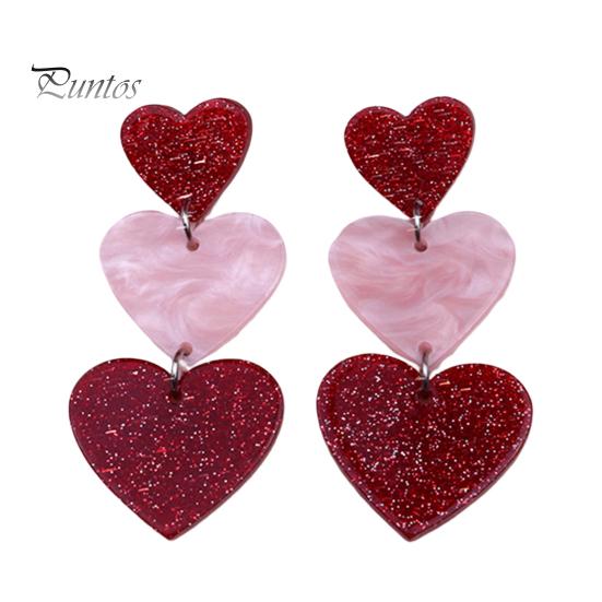 1 пара, три розовых и красных серьги в форме сердца, легкие акриловые висячие серьги, серьги с кисточками, женские ювелирные изделия для девочек-подростков, подарок