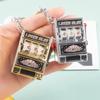 1Pcs Creative Fruit Slot Machine Keychain Mini Funny Gambling Toy Key Ring Portable Backpack Accessory for Travel Use