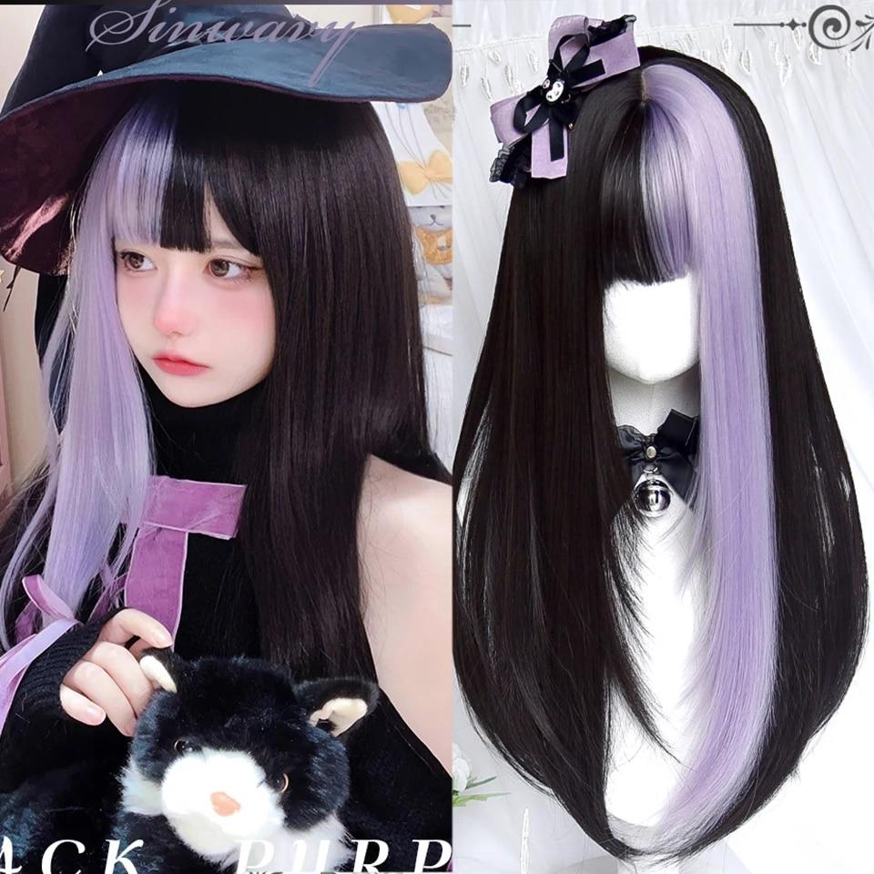 Длинный вьющийся синтетический парик с челкой по центру, темно-коричневый парик из натуральных вьющихся волос, женский парик для косплея, парик из термостойкого волокна