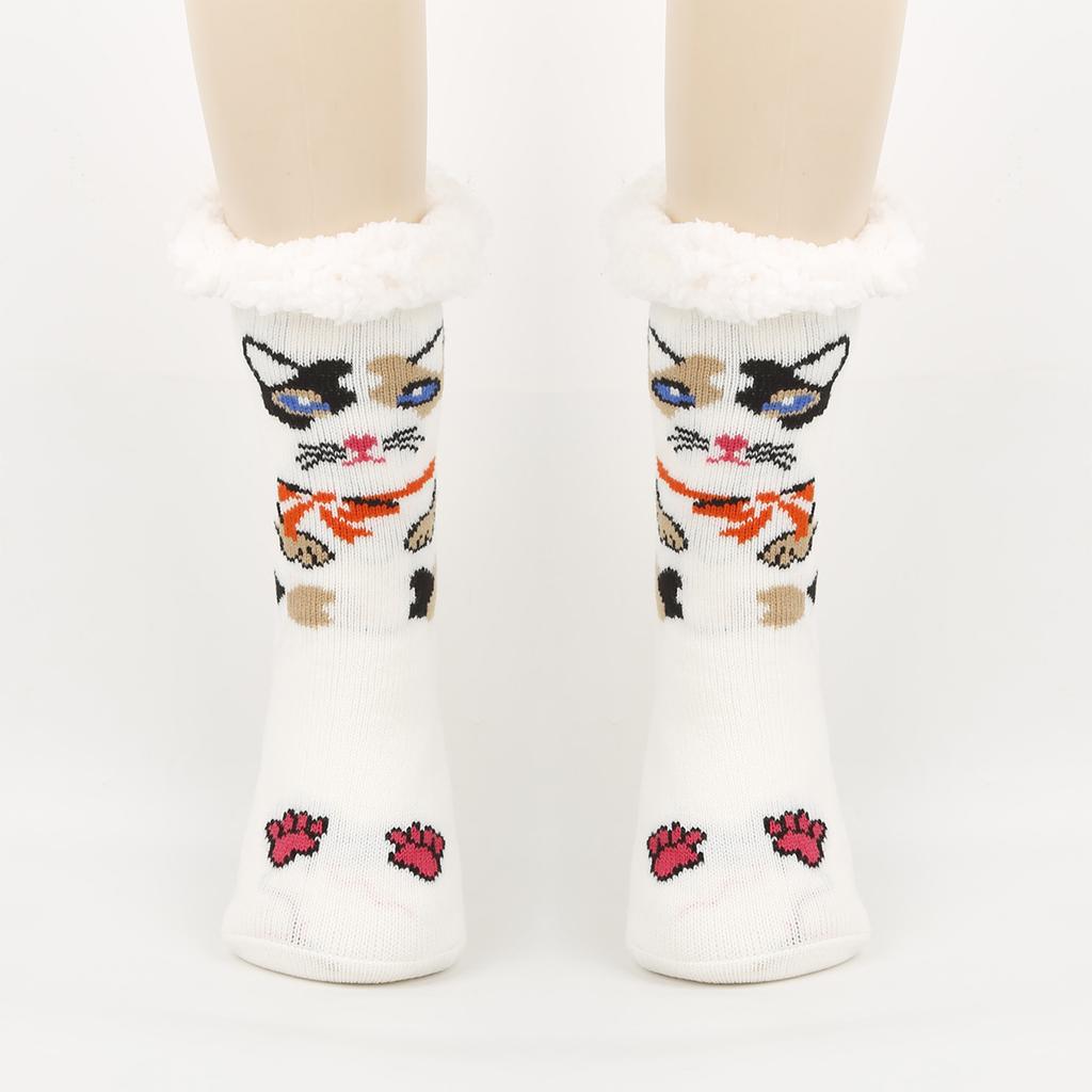 Women's Foot Covering Warm And Velvet Socks Cute Sleep Socks Home Mid Tube Floor Socks