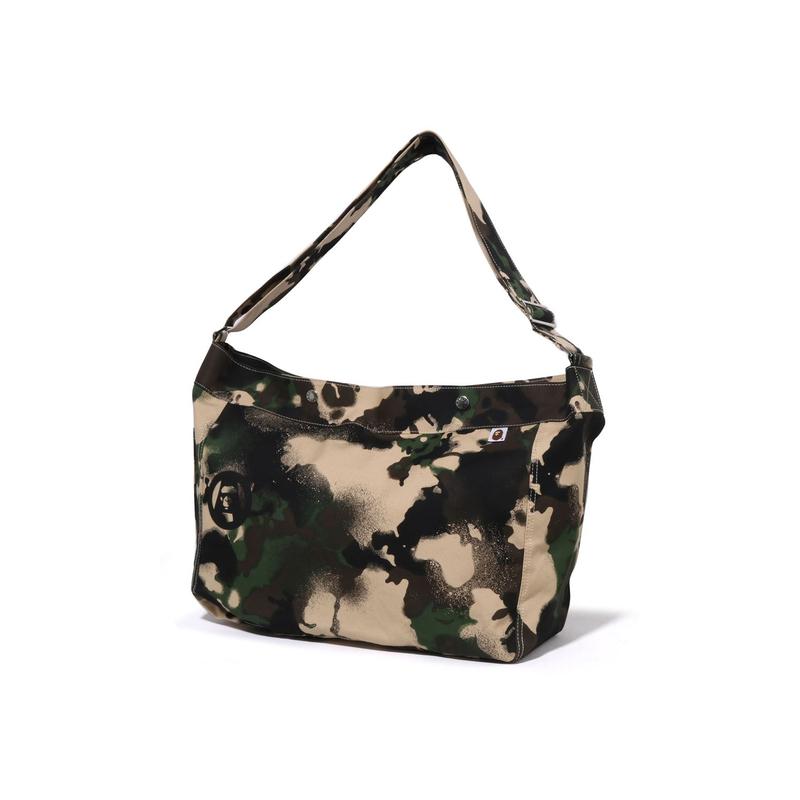 New A BATHING APE Cotton Crossbody Bag Unisex Green/Multicolor 0ZXBGM021891O