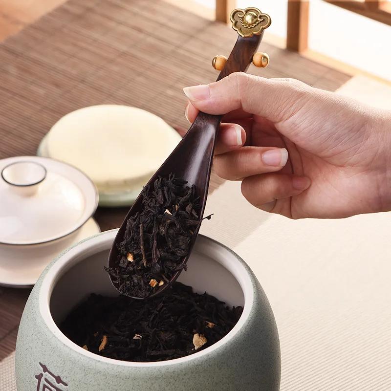 Чайная ложка Пипа из черного дерева, бытовая деревянная ложка, чайная лопатка, церемония, шесть джентльменских чайных сервизов, аксессуары