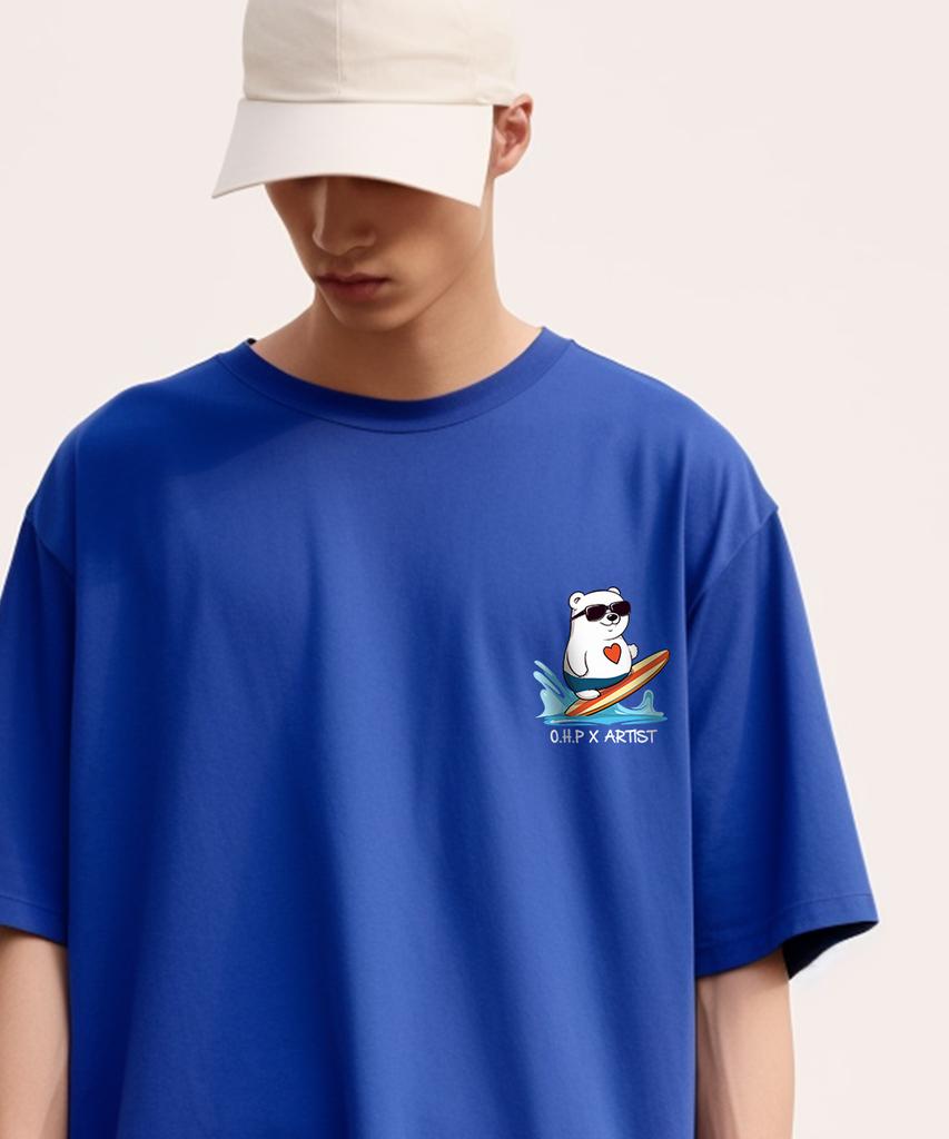 OHP Ohpxharmonia Heart Polar Bear Semi-Oversized Short Sleeve T-Shirt P (Type A)