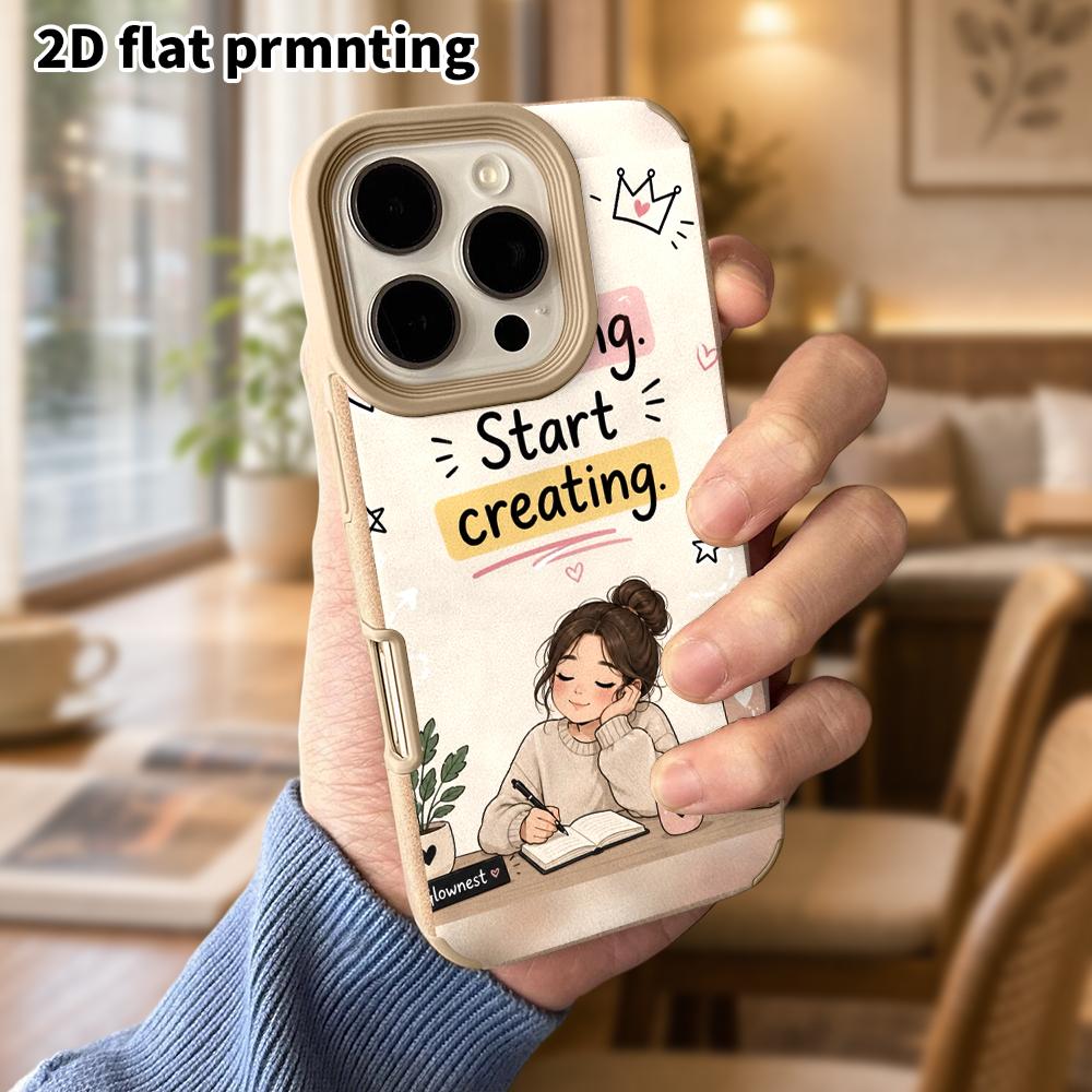 Phone case: Lambskin 2D Flat Samsung Galaxy A34 A35 M05 M06 S20 S22 S21 FE Plus 5G protective case, girl with bun, Christmas and Halloween gift