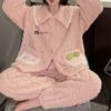 Winter Women's Warm Pajamas Set, Coral Velvet Pajamas, Flannel Thickened Cartoon Pajamas, Oversized Home Clothes, Oversized Pajamas
