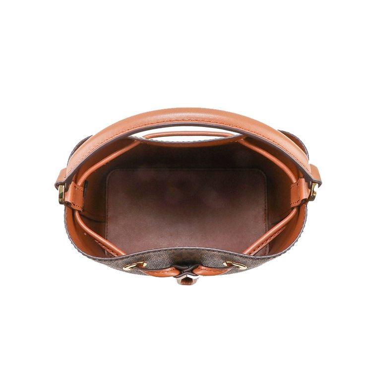 Michael Kors MK Suri Монограмма Шнурок Холст и Кожа Сумка-Ведро Женские сумки Коричневый Желудь 35T0GU2C0B-200