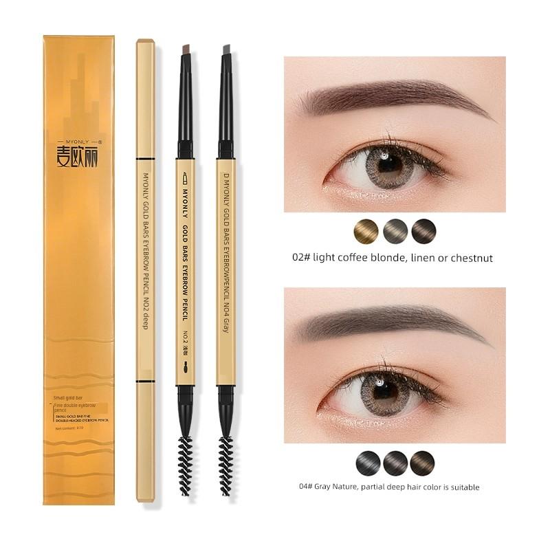 2026 New Supernatural Small Gold Chopstick Eyebrow Pencil, Waterproof, Sweat-Proof, Non-Fading, Fine-Tip Eyebrow Pencil, a Must-Have for Lazy People