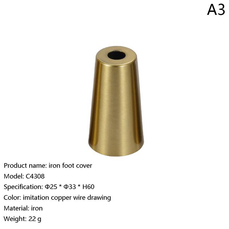 Furniture Iron Foot Cover Copper Tip Brushed Brass Table Chair Cylinder/Conical Cap Protector Bottom Safety Mat Bottom Safe Pad