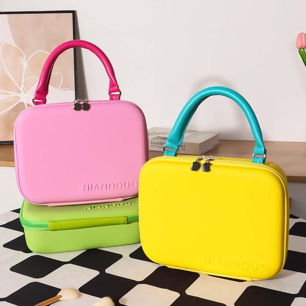 Dopamine Color Handheld Makeup Bag Large Capacity Portable Cosmetic Case Cosmetician
