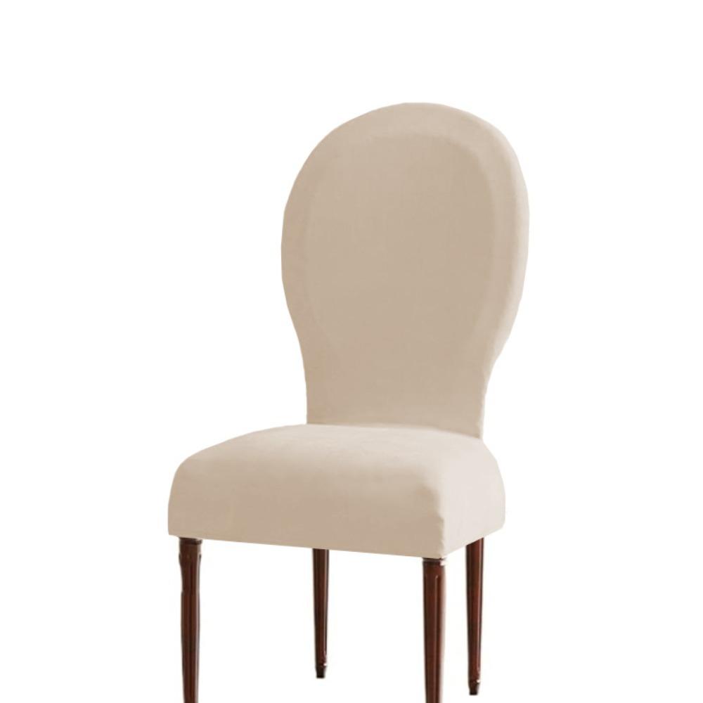 Thickened Velvet Round Back Dining Chair Cover Solid Color Protective Seat Case Hotel