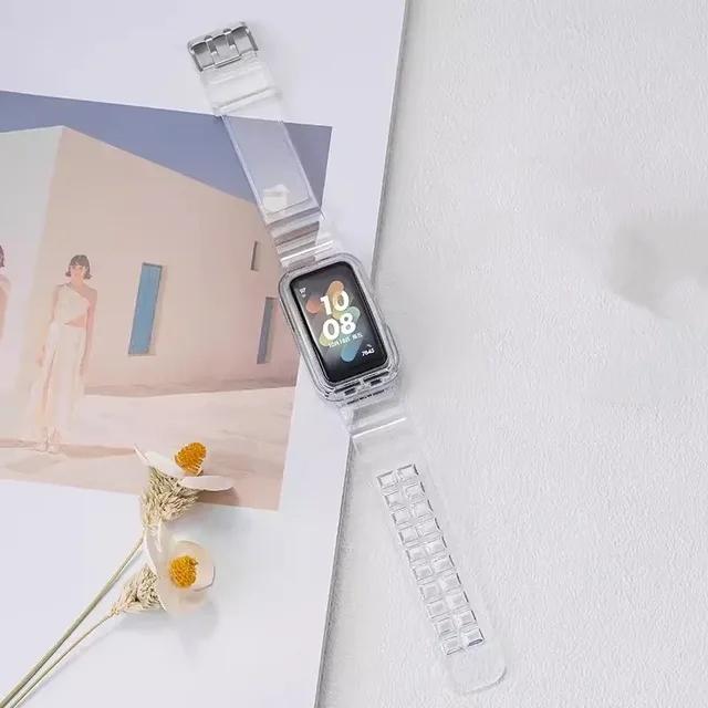 Силиконовый ремешок + чехол для Huawei Band 9 8, прозрачный сменный ремешок для часов, браслет для Honor Band 7, 6, защитный чехол, аксессуары