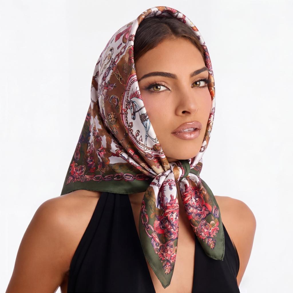 Print Scarf Luxury Hijab Bandana Handkerchief Silk Scarves Woman Headscarf Square Elegant Soft Lightweight Stylish Versatile