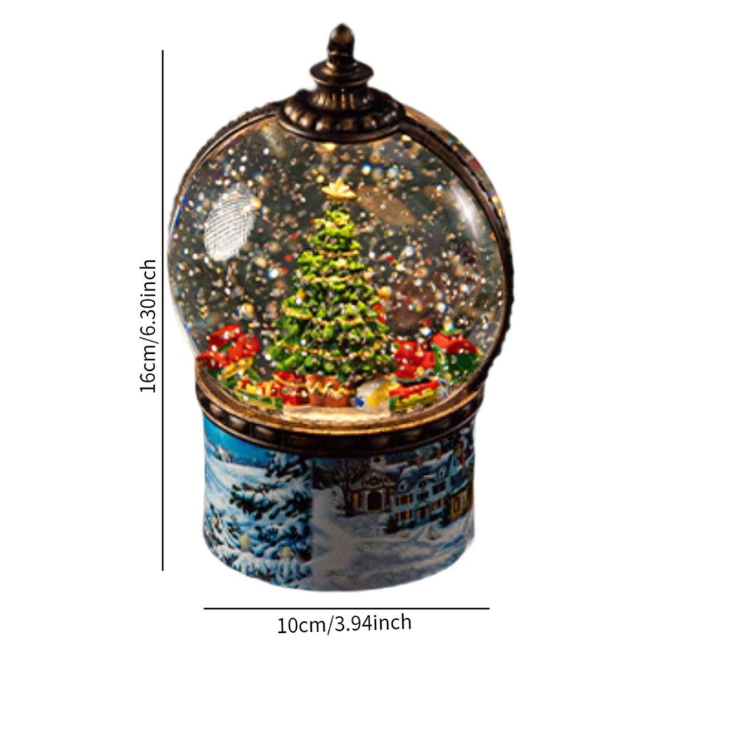 Рождественский снежный шар, ночник, офисная полка, декоративный блестящий настольный орнамент, центральный элемент праздничного стола, музыкальный со светом