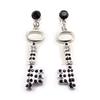 [J6723] - Silver-black 'Keys of Mysteries' Designer Earrings