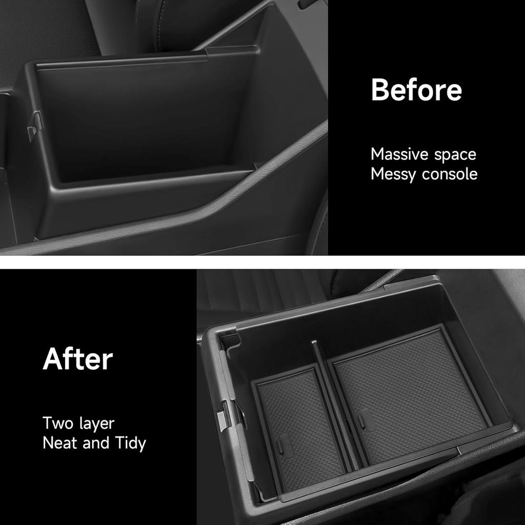 YOJOJOCO Center Console Organizer Compatible With Kia Sportage NQ5 2026 2025 2024 Accessories 5 Gen Black ABS Plastic Material Armrest Secondary
