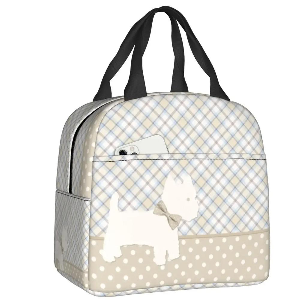 Life Lemons Westie Dog Insulated Lunch Bags for Outdoor Picnic West Highland White Terrier Portable Cooler Thermal Lunch Box Kid