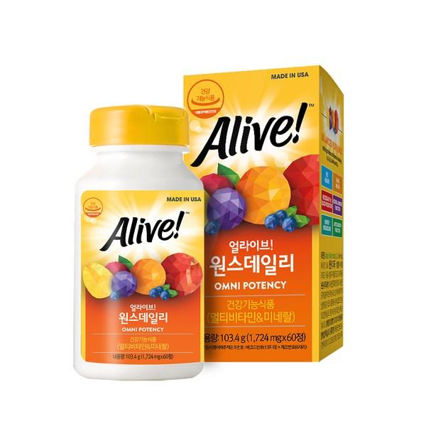 Alive Once Daily Multivitamin, 60 таблеток, 1 единица, корейская основная здоровая пища