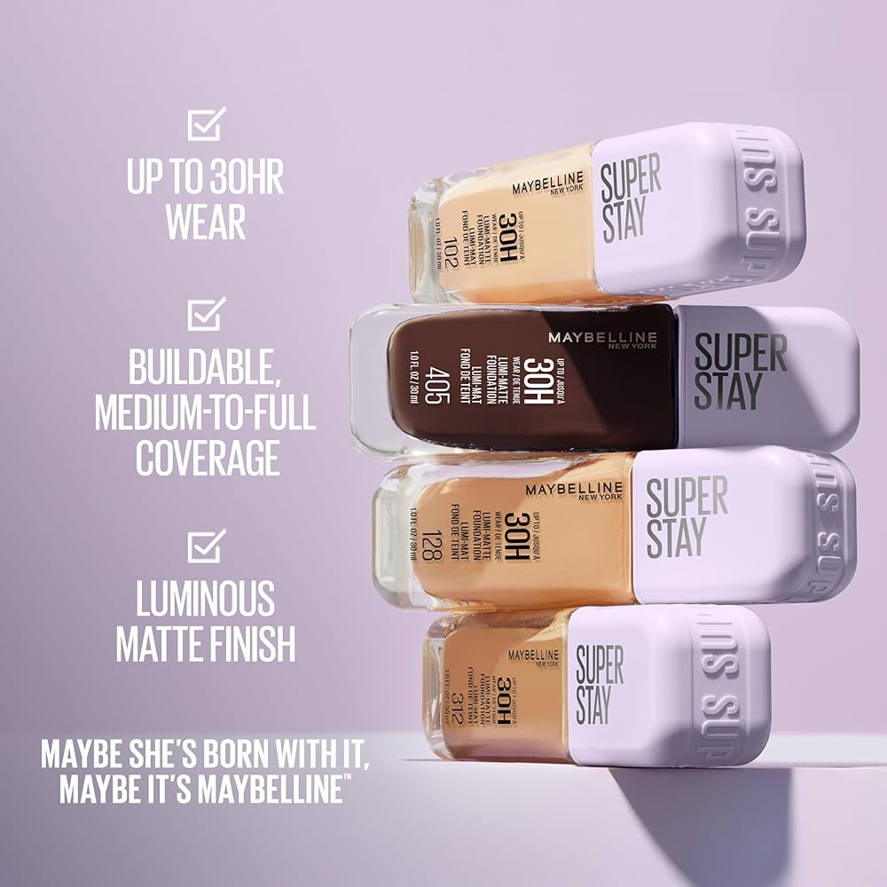 Maybelline Superstay Luminous Matte Тональная основа Легкая Полное покрытие Стойкая 30 часов 30 мл