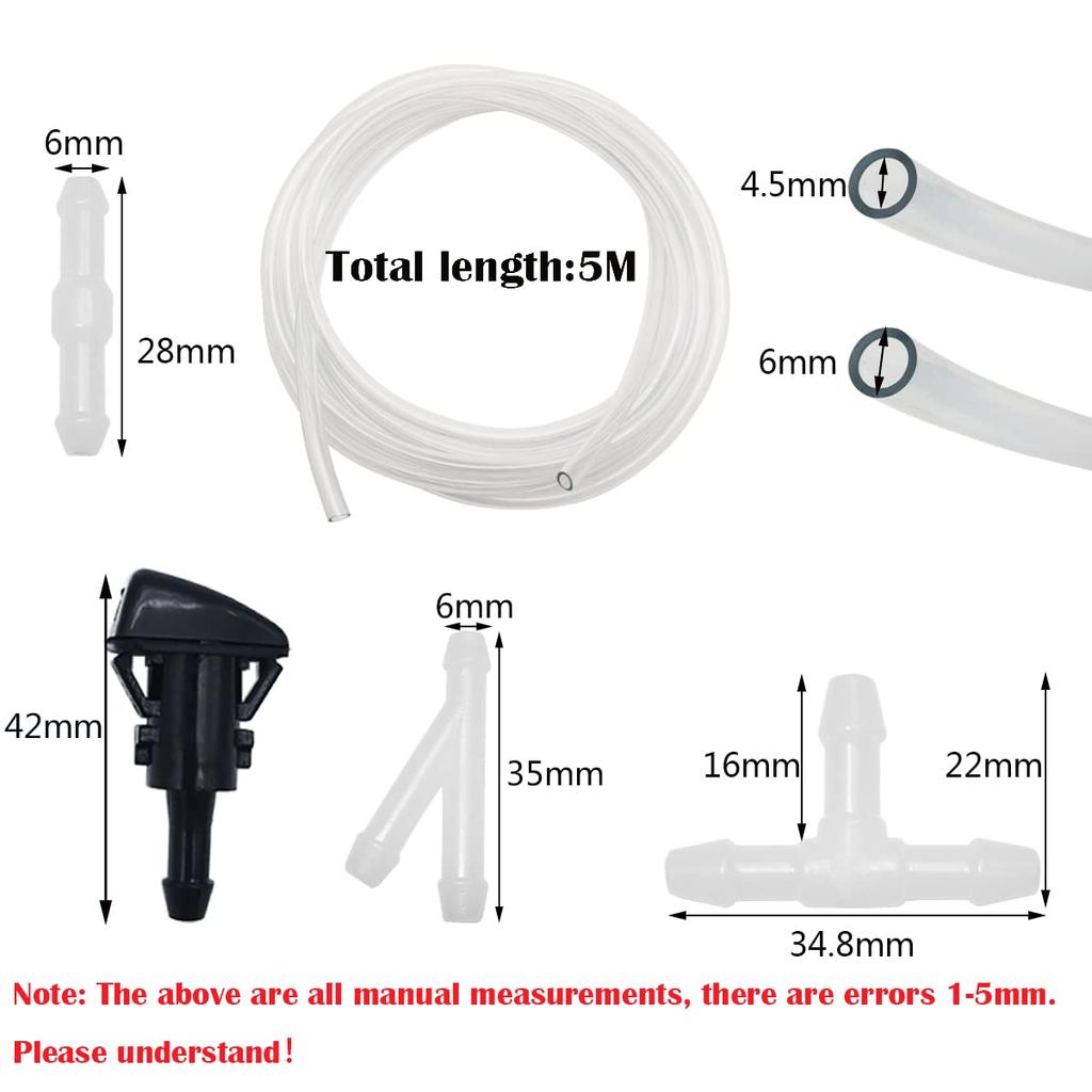 CTRICALVER Комплект форсунок омывателя, 5 м прозрачный шланг омывателя лобового стекла автомобиля, с 15 белыми I