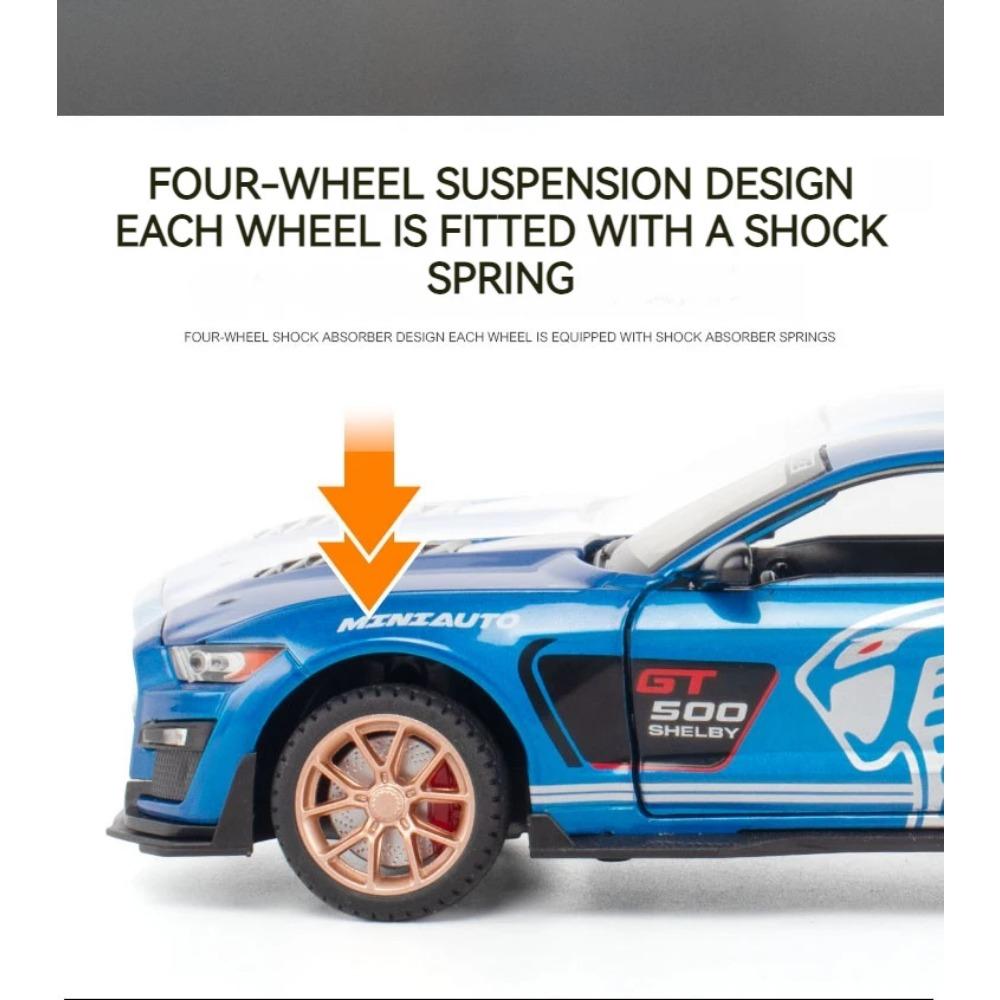 Модель Ford Mustang GT Alloy 1/24 со звуковыми и световыми функциями. Премиальная подарочная упаковка. Идеально подходит для демонстрации, коллекционирования или подарка.