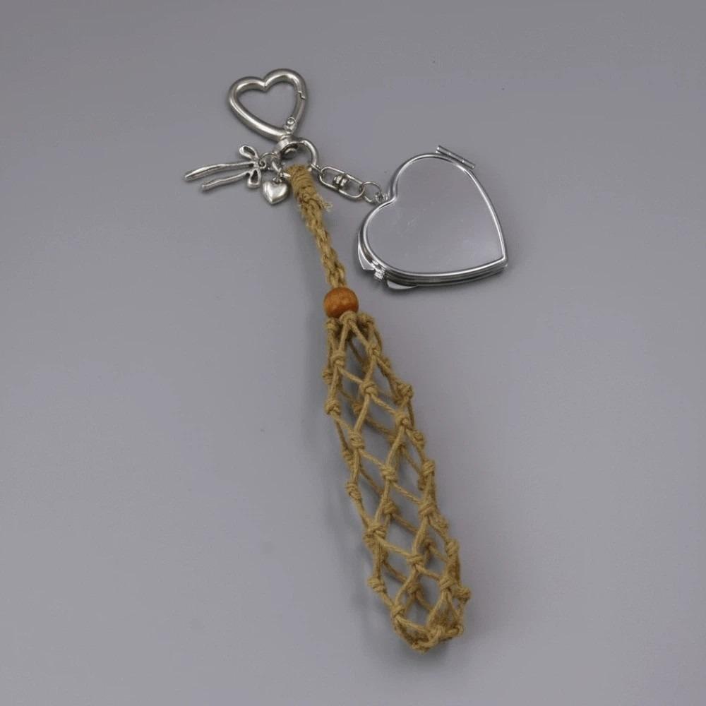 Portable Net Pocket Lipstick Bag Keychain Mini Lipsalve Cover Key Ring for Gift
