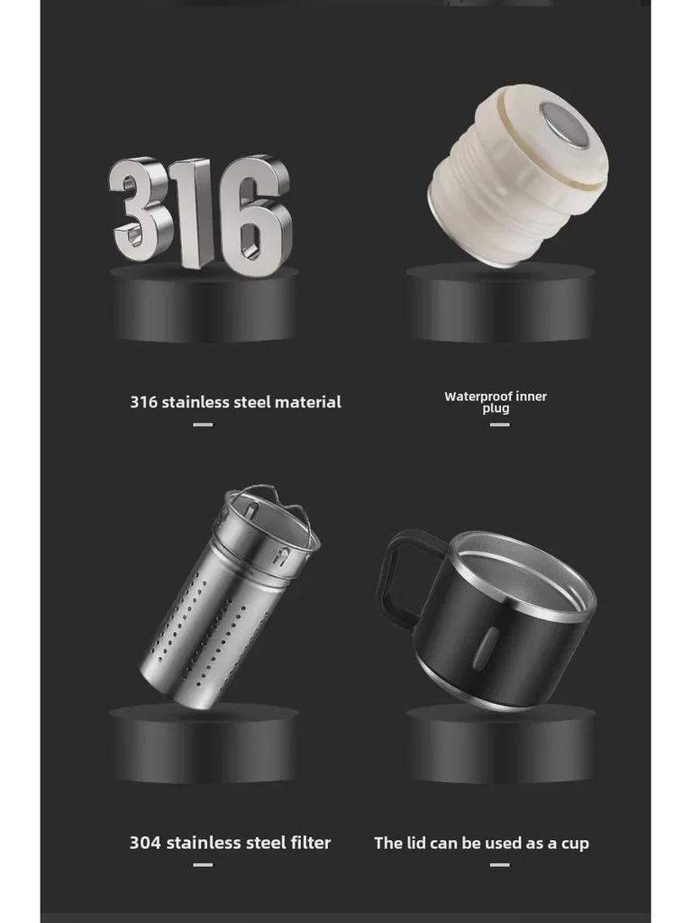Мужская портативная термокружка из нержавеющей стали 316 большой емкости