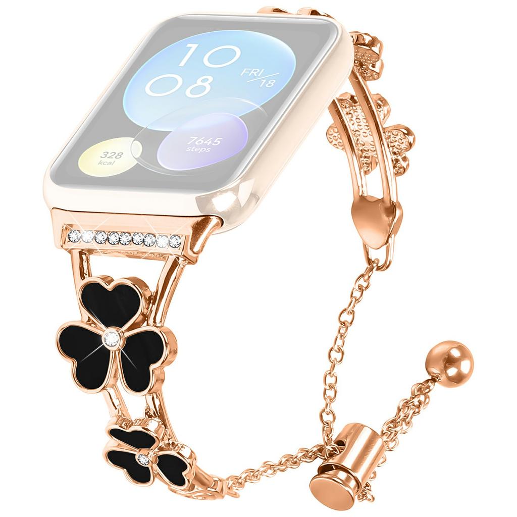 For Xiaomi Redmi Watch 4 Watchband Heart Clover Decor Zinc Alloy Metal Strap