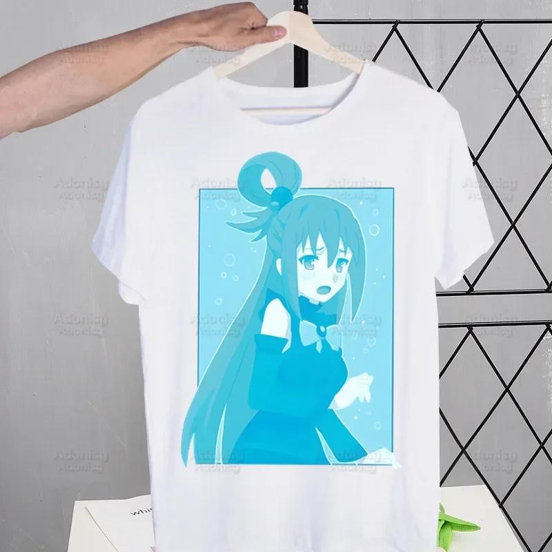 KonoSuba Мегумин Kono Subarashii Кадзума Футболки Мужская Футболка Харадзюку Мужская Одежда Летняя Уличная Одежда Повседневная Футболка С Коротким Рукавом Топы
