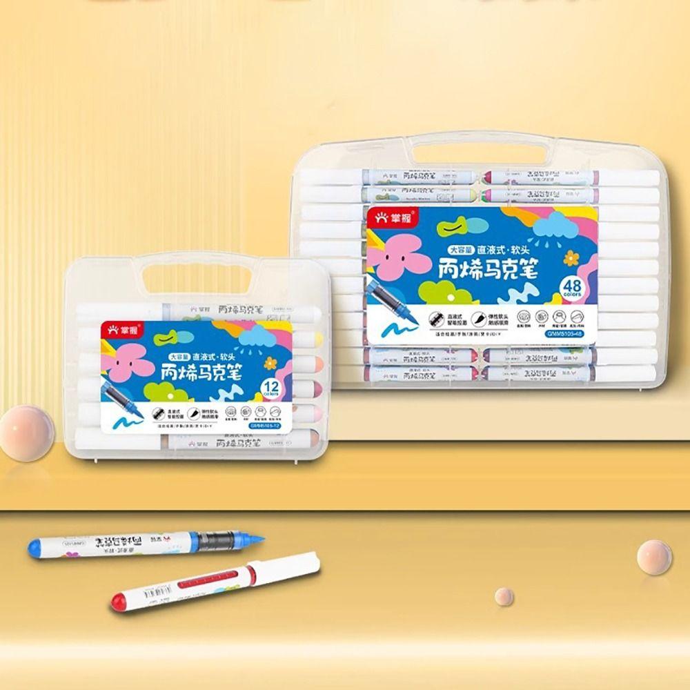 Soft Tip Colour Pen 12/24/36/48-Colors Art Watercolor Pen High-quality Acrylic Marker Painting