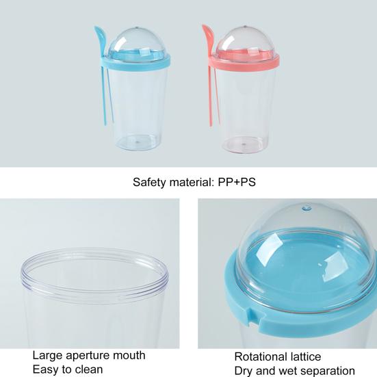 1 Set 400ml Salad Cup Double Layer Dry Wet Separation Portable Breakfast Fat Reduction Bottle