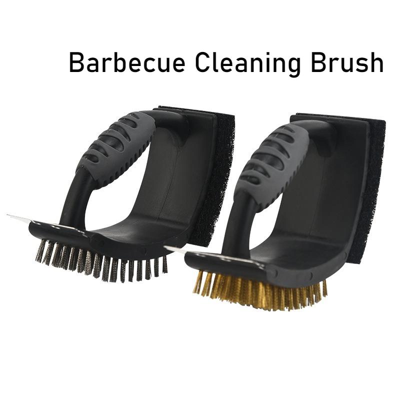 3-in-1 BBQ Cleaning Brush Comfortable Grip Handle Stainless Steel Wire Barbecue Brush Multi Purpose Brush for Cleaning Grills