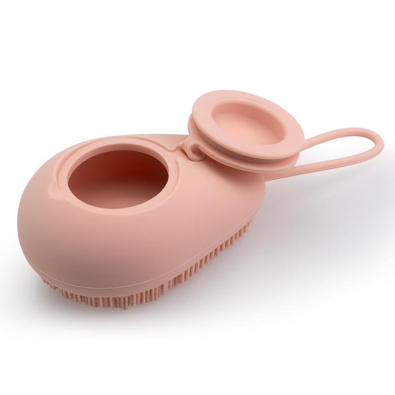 Avocado Silicone Body Wash Brush - Refillable Shower Gel Container, Skin-Friendly Bath Brush, Kids Silicone Bath Massage Brush