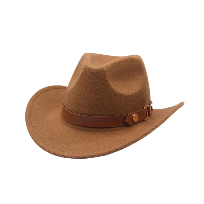 European, American and Western Denim Hats Men's Riding Hats Outdoor Belt Accessories Travel Bent-brimmed Wool Top Hat