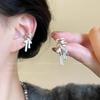 iF ME Silk Ribbon Bow Earring Elegant Left Right  Clip Earrings for Women Jewelry Accessories