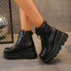 New Fashion Versatile High Quality Winter Women's Boots Round Toe Lace-up Thick Sole Zipper Decoration Women's Shoes