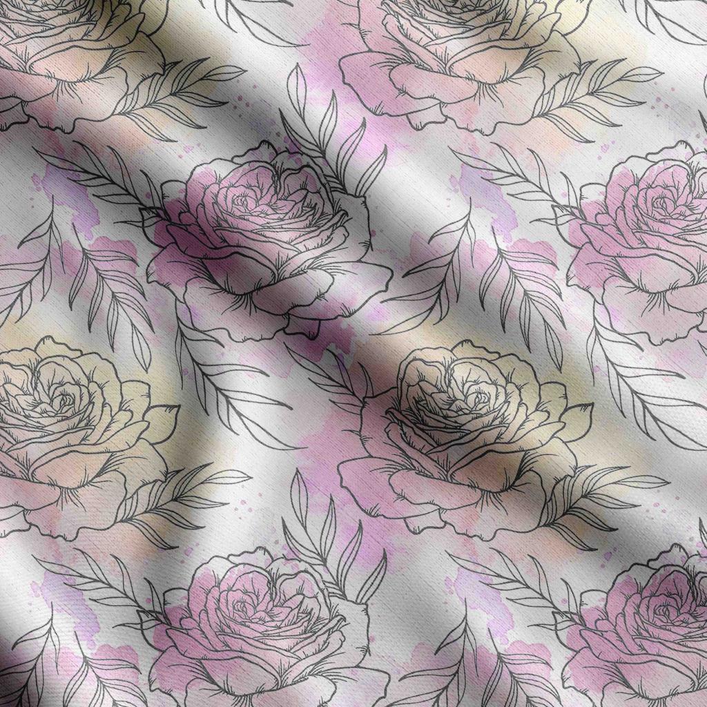 Soimoi Watercolor Floral Print,  Cotton Cambric, Quilting Fabric Sold by The Yard 42 Inch Wide, Medium Weight Cotton Fabric,
