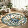Wild Animals (270) Theme Round Crystal Velvet Rug Custom Name Text Personalized Floor Mat Home Decor Non Slip Crystal Carpet