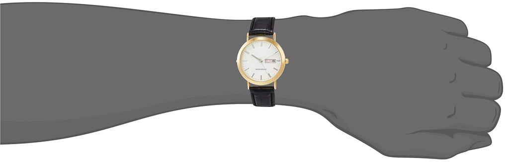 [Arias] Аналоговые часы Amalfidia с днем недели и датой, водонепроницаемый кожаный ремешок, белый циферблат, A44M01, мужские, черные