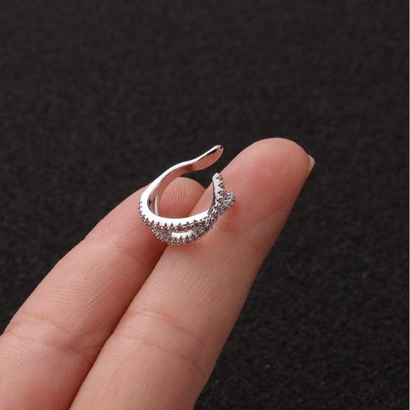 1 шт без пирсинга, блестящая нержавеющая сталь, хрящ, манжеты для ушей, кристалл, кубический циркон, зажим для ушей, ювелирные изделия