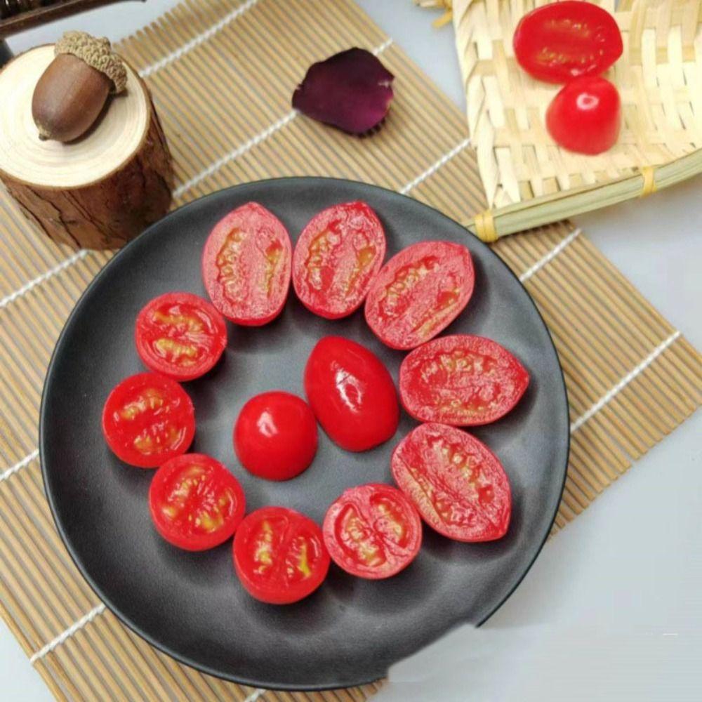 4PCS Food Model Artificial Cherry Tomato Decorative Props Simulation Fruit Fake Tomato Home Decor