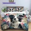 Border Collie Pattern Bedding Home Decoration Birthday Gift (1 * duvet cover + 2 * pillowcase, without core)