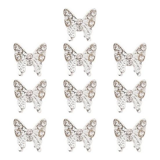 10 шт., подвески для ногтей в виде бабочек, блестящие стразы, инкрустация из искусственного кристалла, 3D подвески, аксессуары для маникюра «сделай сам», ювелирные изделия для дизайна ногтей, украшения для чехла для телефона