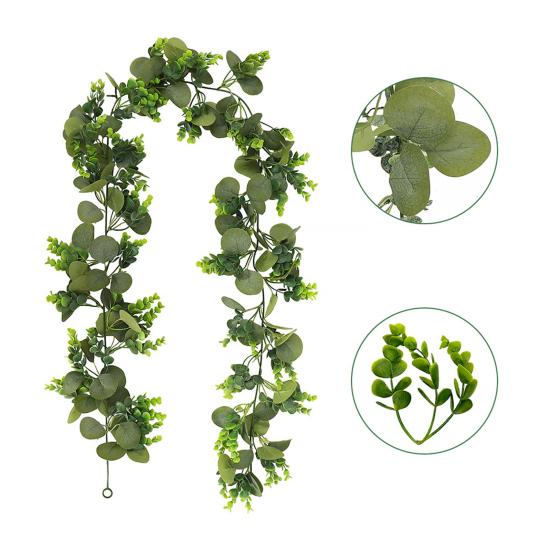 Искусственная эвкалиптовая гирлянда, лозы ручной работы, реалистичный вид, яркий цвет, не требующие ухода листья эвкалипта, искусственные растения